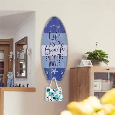 Obrázok produktu pre Drevená doska s háčikom, 100 cm, rustikálna nástenná dekorácia v námornom štýle
