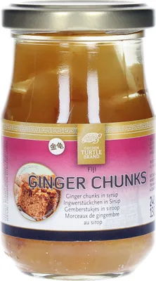 Zdjęcie produktu dla Golden Turtle kawałki imbiru w syropie w słoiku 240g