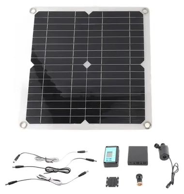 Immagine prodotto di Kit pompa solare per acqua - Pannello da 50 W, pompa da 22 W con vano batteria - Controller temporizzato DC 12 V