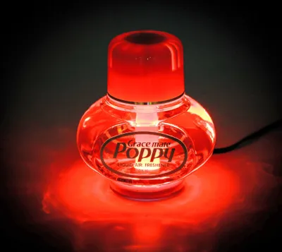 Produktbild von Original Poppy Lufterfrischer mit roter LED Beleuchtung 24 Volt, Duft Inhalt 150 ml, Duft Zitrus