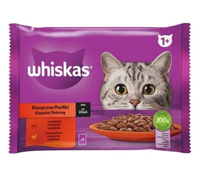 Image de Whiskas Cat Food V en Sachets Poulet et Bœuf en Sauce 4 X 85 G