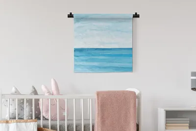 Produktbild von MuchoWow® Wandteppich Wandbehang Meer - Aquarell - Blau 60x60 cm Tapisserie Dekoration Wandtuch - Dekorationen - Wand Decke