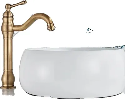 Immagine prodotto di Rubinetto per lavabo, Finitura ottone antico, Facile installazione, Ottone antico H