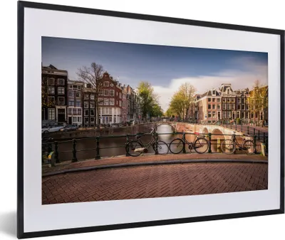 Produktbild von MuchoWow® Gerahmtes Poster Die Keizersgracht in Amsterdam im Herbst 60x40 cm - Poster mit Schwarzem Bilderrahmen Wandposter Rahmen Foto Bilder - Schlafzimmer - Plakat in Rahmen - Drucken