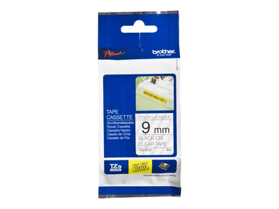 Produktbild von Brother TZe-S121 - Extra starker Klebstoff - schwarz auf durchsichtig - Rolle (0,9 cm x 8 m) 1 Kassette(n) laminiertes Band - für Brother PT-D210, D600, H110, P-Touch PT-1005, 1880, E800, H110, P-Touch Cube Plus PT-P710
