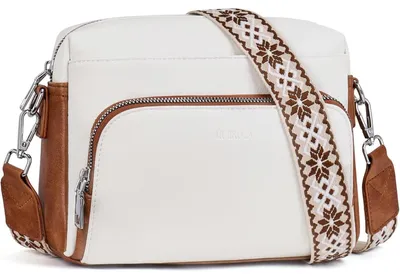 Produktbild von Umhängetasche Damen Klein Kunstleder A-beige-brown mit RFID-Schutz und verstellbarem Schultergurt
