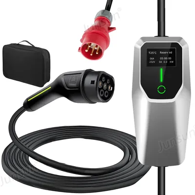 Obrázek produktu pro Hexinex 11 kW, třífázová, 6–16 A, typ 2, přenosná, s 6m kabelem – inteligentní nabíječka pro elektromobily, IP67 Lcd displej