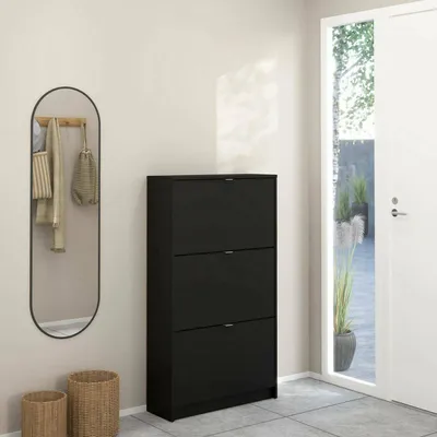 Produktbild von Schuhschrank - Schwarzes Schuhregal 24,05x70,3x123,6h cm