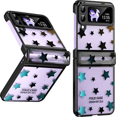 Produktbild von Hülle für Samsung Galaxy Z Flip 4 5G Sterne Überzug Transparent Schutzhülle mit Scharnierschutz Schwarz
