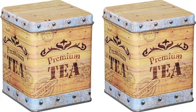 Produktbild von tea4chill Teedosen / Kaffeedosen / Vorratsdosen Set „Tea Chest“, 2 Dosen je 100g, Scharnierdeckel