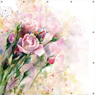 Produktbild von Wallario Outdoor-Poster für Garten oder Balkon, Motiv Abstraktes Blumenbuket, in ca. 180 x 180 cm