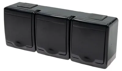 Produktbild von BETA Dreifach-Schuko-Steckdose, hermetisch, schwarz, schwarze Klappe, IP44 /D.3715SCGGG/1/