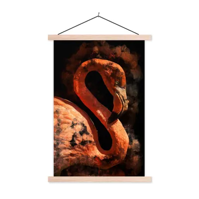 Produktbild von MuchoWow® Textilposter Porträt - Rosa - Flamingo 40x60 cm mit holzfarbenen Rahmen - Poster