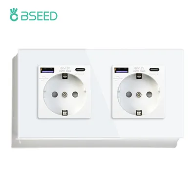 Immagine prodotto di Prese di corrente con USB Type-C - Ricarica rapida PD da 20W - Doppia presa a muro - Bianco
