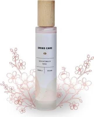 Produktbild von EMIKOCare Gesichtsmilch Rose 100ml Leichte Gesichtsmilch mit dem Duft des Damaszener Rosenblütenwassers und hochwertigen Inhaltsstoffen
