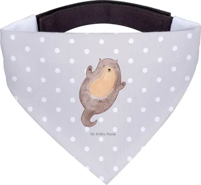 Produktbild von Mr. & Mrs. Panda Tuch Otter Umarmen - Grau Pastell - Geschenk, Optimistisch, Halstuch Für Hunde, gut Gelaunt, Seeotter See, Hallo, Hunde-Halstuch, glücklich, Hund
