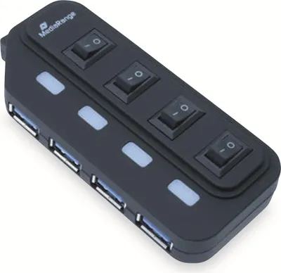 Produktbild von MediaRange USB-HUB 4-Port USB 3.0 extern schwarz