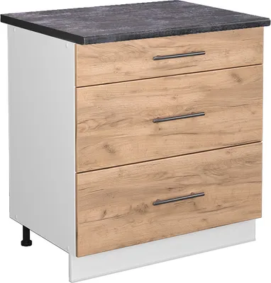 Produktbild von Küchenunterschrank Vicco Fame-Line Goldkraft Eiche 80 cm mit 3 Schubladen, AP Anthrazit, Model 46118