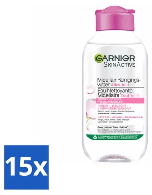 Produktbild von 15 x Garnier SkinActive Mizellen-Reinigungswasser für empfindliche Haut 100 ml - Vorteilspackung - 15 Stücke