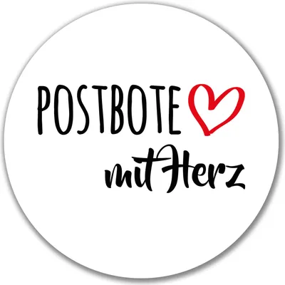 Produktbild von Huuraa Aufkleber Postbote mit Herz 10cm rund Sticker Geschenkidee