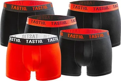 Produktbild von TASTIQ PREMIUM - 5 Stück Herren Boxershorts Baumwolle Rot Schwarz