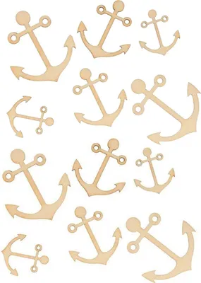 Image de 90 mini-décorations en bois - Ancre de bateau