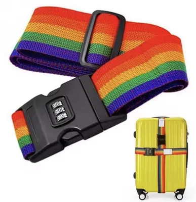 Immagine prodotto di Cinghia per valigia – Cinghia per bagagli – 200 cm – Lucchetto per valigia – Cinghia per valigia con lucchetto – Arcobaleno – Multicolore – Bloccare la valigia – Lucchetto extra per la tua valigia – 1 pezzo – CHPN