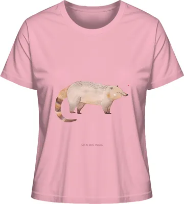 Produktbild von Mr. & Mrs. Panda Oberteil Damen Nasenbär Größe M - Baumwolle Pink - Geschenk, Shirt, Nasenbären, Bär, Basic, Sommershirt, Rüsselbär, Lustige Sprüche, T-Shirt, Kurzarmshirt