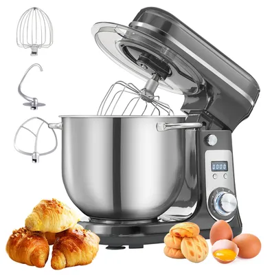 Image de Robot de cuisine - Pétrin BM601 - 1 200 W - Bol en acier inoxydable de 6 L - 6 vitesses - Moteur à courant continu silencieux - 240 V - Prise européenne - Gris