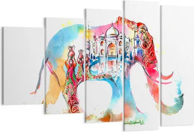 Produktbild von Bild auf Leinwand - Leinwandbild - Elefant Indien ethnisch Kultur - 150x100cm - Wand Bild - Wanddeko - Leinwanddruck - Bilder - Kunstdruck - Leinwand bilder - Wandkunst - EG150x100-3037
