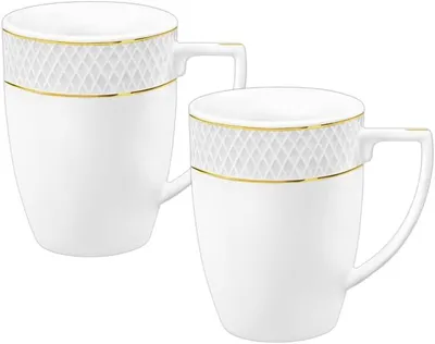 Produktbild von Wilmax Tasse 450 ml Weiß Goldrand Porzellan 2er Set WL-880102432/A2