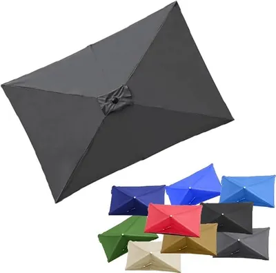 Imagen del producto de Funda de repuesto para parasol de 3x2 metros, rectangular. Cubierta de repuesto para parasol de terraza, con 6 varillas. Cubierta de repuesto para parasol de jardín. Tela de repuesto para parasol de balcón