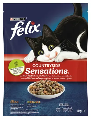 Produktbild von Felix Sensations mit Rind, Huhn und Gemüsezugabe 1 kg, Adult, Rind, Huhn, Gemüse, 1 kg
