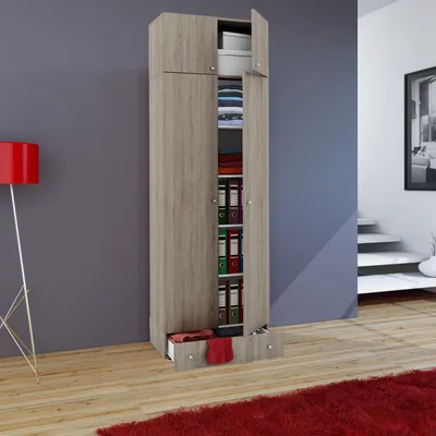 Produktbild von VCM Holz Kleiderschrank | Schrank mit 5 Fächer und Drehtüren | erweiterbar | Maße ca. B. 70 x H. 238 x T. 40 cm - Vandol