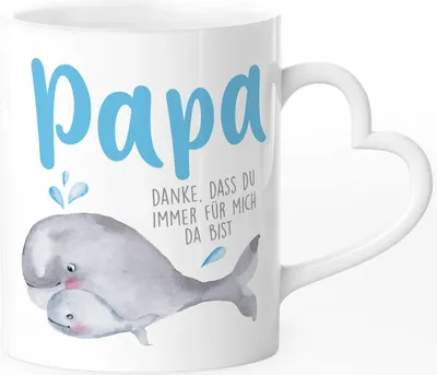 Produktbild von Kaffee-Tasse Herzhenkel Danke dass du immer für mich da bist Geschenk für Mama Papa Muttertag Vatertag SpecialMe® Papa weiß Herz-Tasse