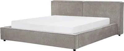 Obrázek produktu pro BELIANI Postel čalouněná šedá polyesterová látka 180 x 200 cm s roštem a silným čalouněným čelem