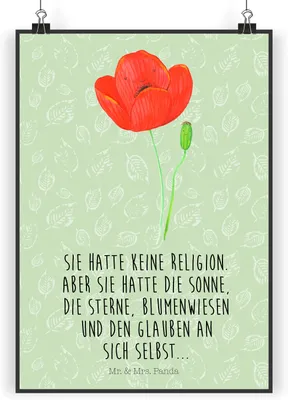 Produktbild von Mr. & Mrs. Panda Bild Blume Mohnblume DIN A5 - Blattgrün - Geschenk, Mohn, Wandbild, Kunstdruck, Garten, Glaube, wanddeko, Motivation, drucke, Respekt, Plakat, Religion