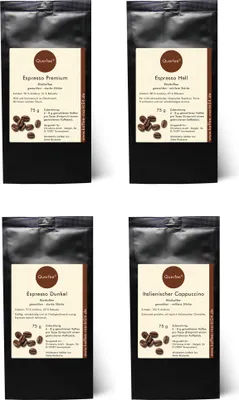 Produktbild von 4 x Kaffee als Kaffee Set - Espresso und Cappuccino  - 4 x 75 g von Querfee