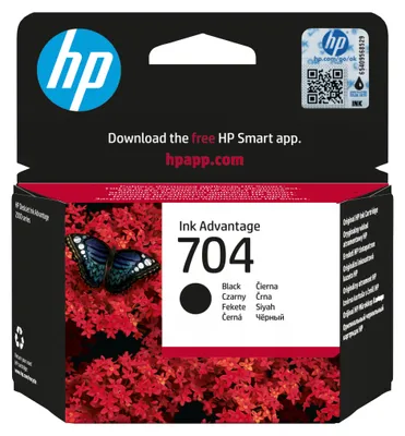 Produktbild von HP 704 Schwarz Original Ink Advantage Druckerpatrone, Standardertrag, Schwarz, Tinte auf Pigmentbasis, 1 Stück(e), 480 Seiten