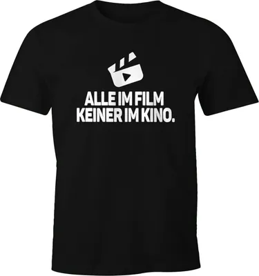 Produktbild von Herren T-Shirt Spruch Alle im Film Keiner im Kino Fun-Shirt Party Festival Techno Rave Oberteil Moonworks® schwarz L