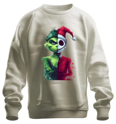 Produktbild von Grinch Jack Skellington Weihnachten Crossover gruselig Sweatshirt Pullover, Natur, XL