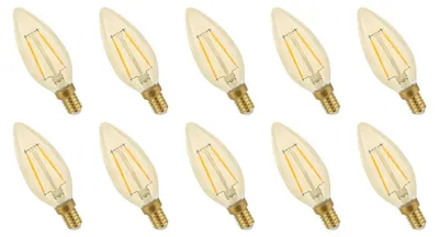 Productafbeelding van Spectrum LED Kaarslamp C35 E14 Goudkleurig - 2W 260lm 2400K - Warmwit - Vervangt 25W - 10 stuks