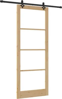Zdjęcie produktu dla vidaXL Drzwi przesuwne ORKDAL w kolorze naturalnym i czarnym 93 x 232 cm