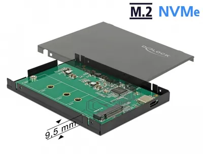 Produktbild von DeLOCK 42609, SSD-Gehäuse, M.2, PCI Express, 10 Gbit/s, USB Anschluss, Schwarz
