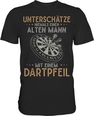 Produktbild von Alter Mann mit Dartpfeil Lustiges Dart T-Shirt – Black / 3XL