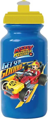 Produktbild von Tataway Disney Mickey Mouse 380 ml blaue Kunststoff-Wasserflasche für Kinder mit Tropfschutzverschluss und Anti-Rutsch-Band