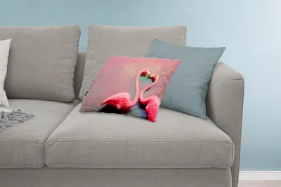 Produktbild von MuchoWow® Zierkissen Sofakissen Wohnzimmer Dekokissen 60x40 cm Zwei Flamingos küssen sich - Kopfkissen - Polster mit Foto