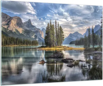 Produktbild von Bilder auf glas - Einteilig - See Landschaft Natur - 100x70cm - Glasbilder - Wandbilder - Bilder - zum Aufhängen bereit - Wanddekoration aus Glas - Glas Bilder - Wandbild auf Glas - GAA100x70-4133