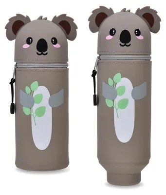 Produktbild von Federmäppchen, 2-in-1 Federmäppchen aus weichem Silikon – Stiftehalter für den Schreibtisch, mit Reißverschluss, aus Silikon, für Buntstifte und Filzstifte, Höhe 18,5 cm