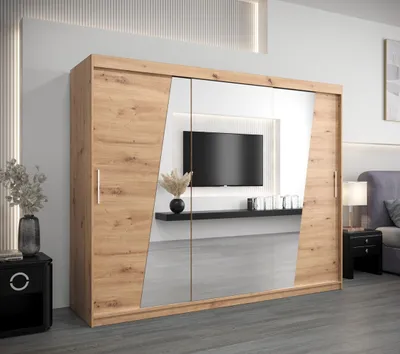 Produktbild von Schwebetürenschrank GABRIELA – Breite 250 cm, Eiche Artisan